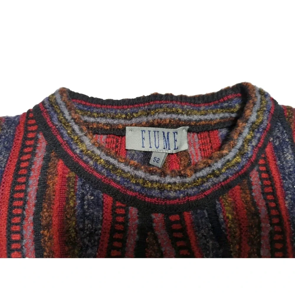 FIUME 3D Knit Thin Sweater Coogie Biggie Style Red Black Size 52 - Picture 5 of 8